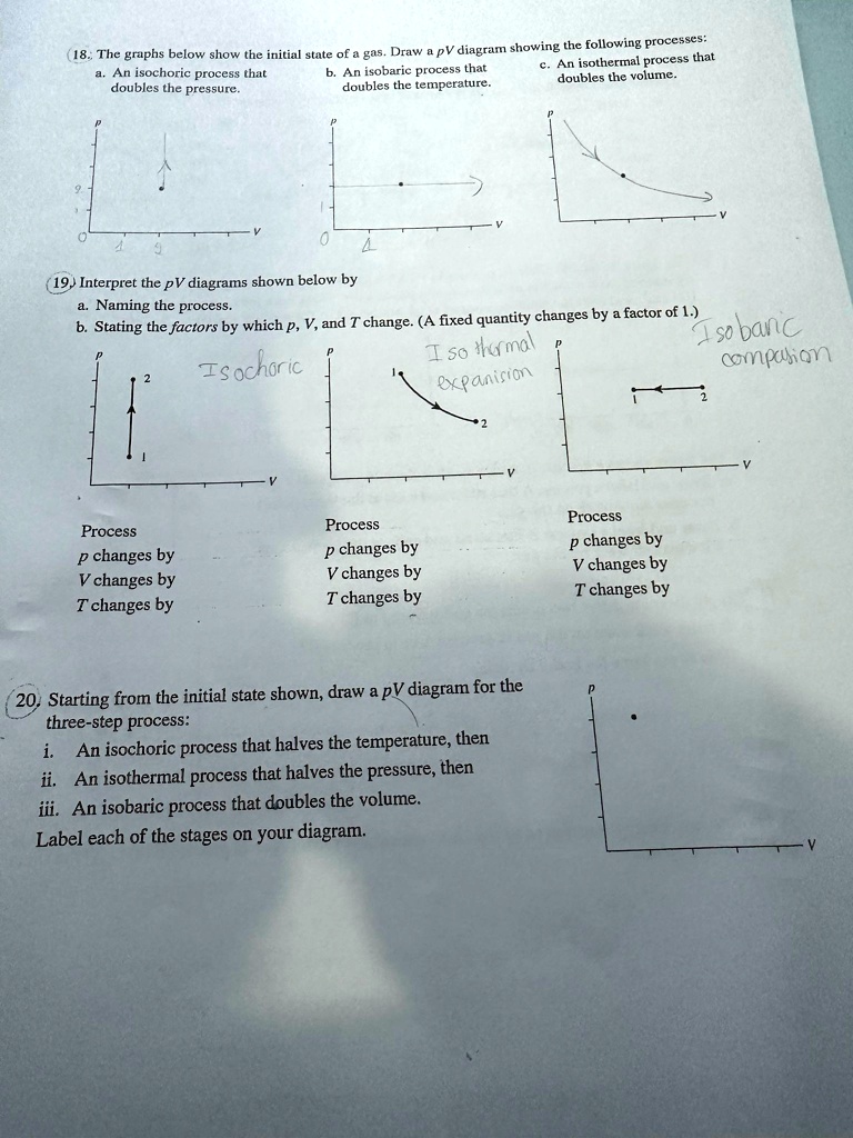 SOLVED: Texts: a. An isochoric process that doubles the pressure. b. An ...