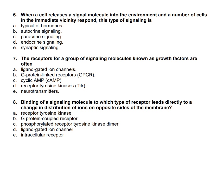 SOLVED When a cell releases a signal molecule into the environment and