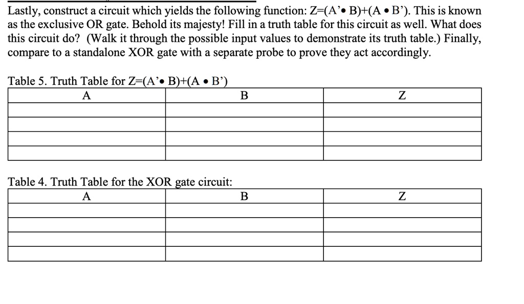 Xor Gate 4 Input Truth Table