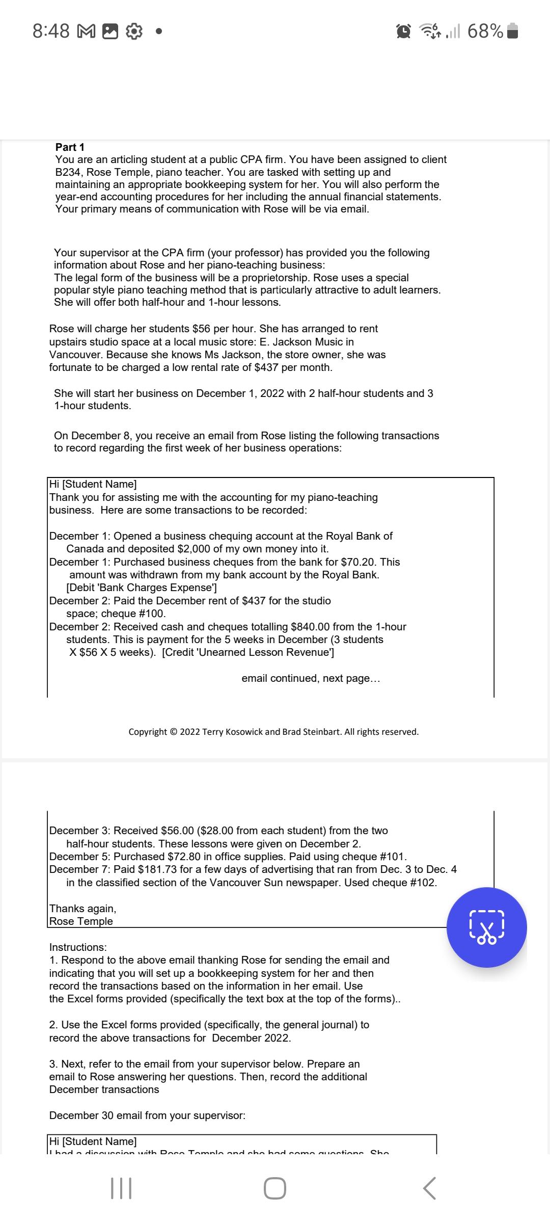 SOLVED Part 1 You are an articling student at a public CPA firm. You