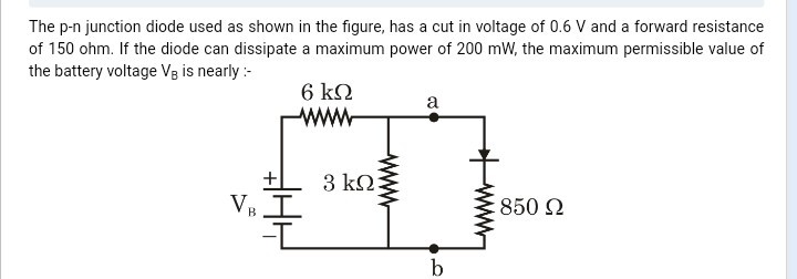 The p-n junction diode used as shown in the figure, has a cut in ...