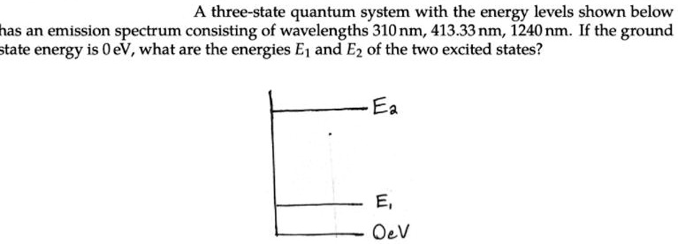 SOLVED: A three-state quantum system with the energy levels shown below ...
