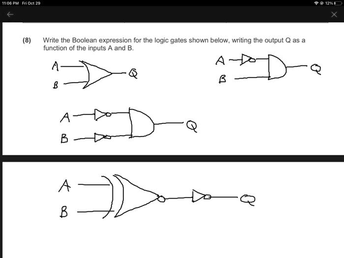 SOLVED: Write the Boolean expression for the logic gates shown below ...