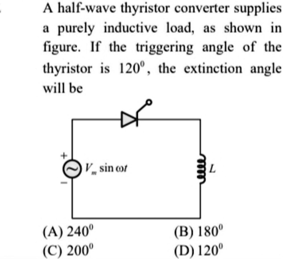 A halfwave thyristor converter supplies a purely inductive load, as