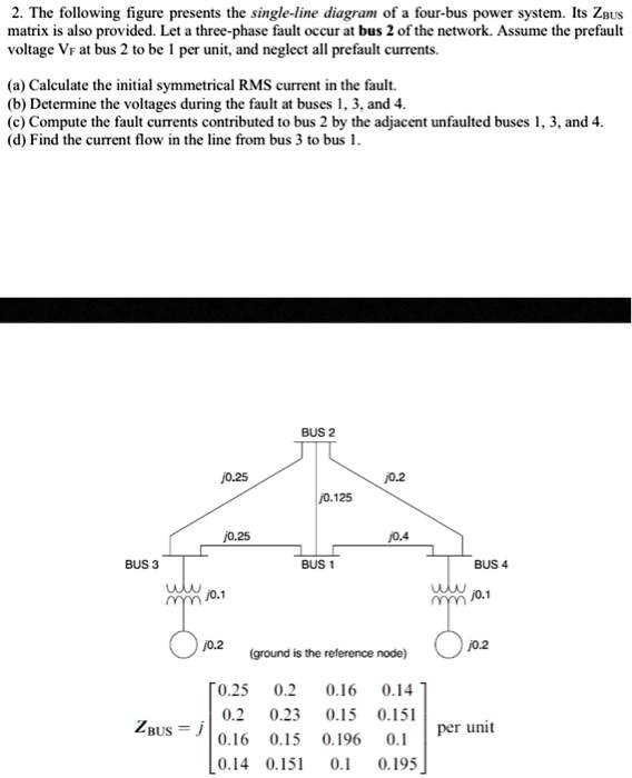 2. The following figure presents the single-line diagram of a four-bus ...