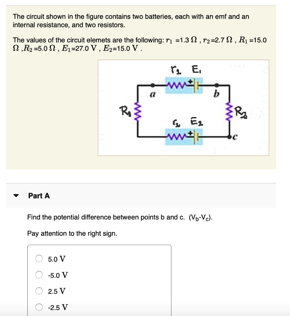 SOLVED: The Circuit Shown In The Figure Contains Two Batteries, Each ...