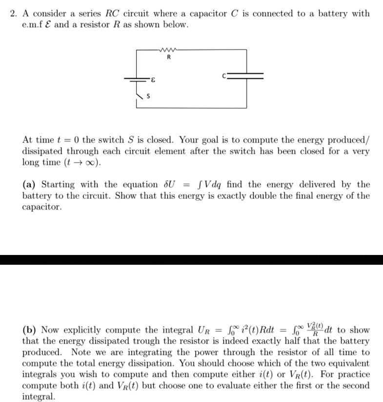 SOLVED 2. A consider 4 series RC circuit where capacitor C is
