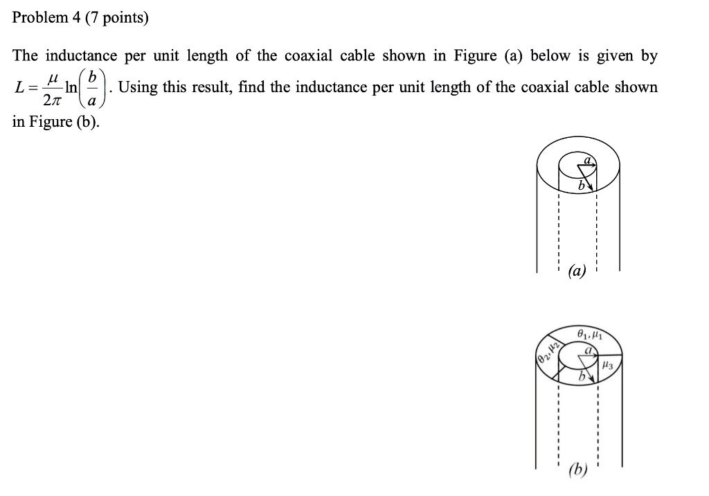 SOLVED: Problem 4 (7 points) The inductance per unit length of the ...