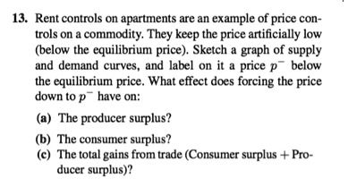 SOLVED: Rent controls on apartments are an example of price controls on ...