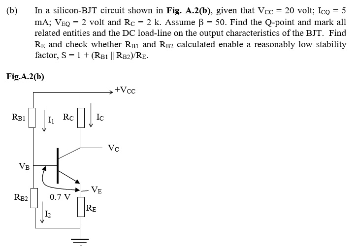 SOLVED: In a silicon-BJT circuit shown in Fig. A.2(b), given that Vcc ...