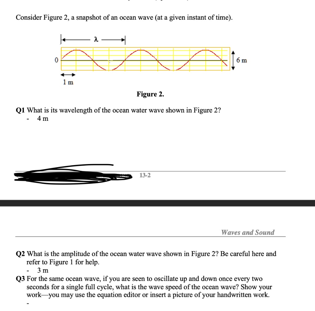SOLVED: Consider Figure 2, a snapshot of an ocean wave (at a given ...