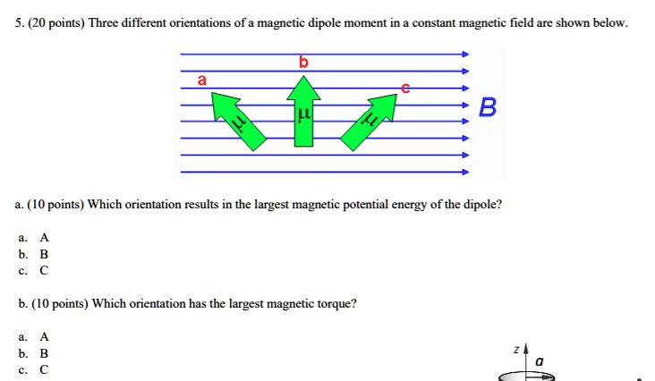 SOLVED: 5.(20 Points) Three Different Orientations Of A Magnetic Dipole ...