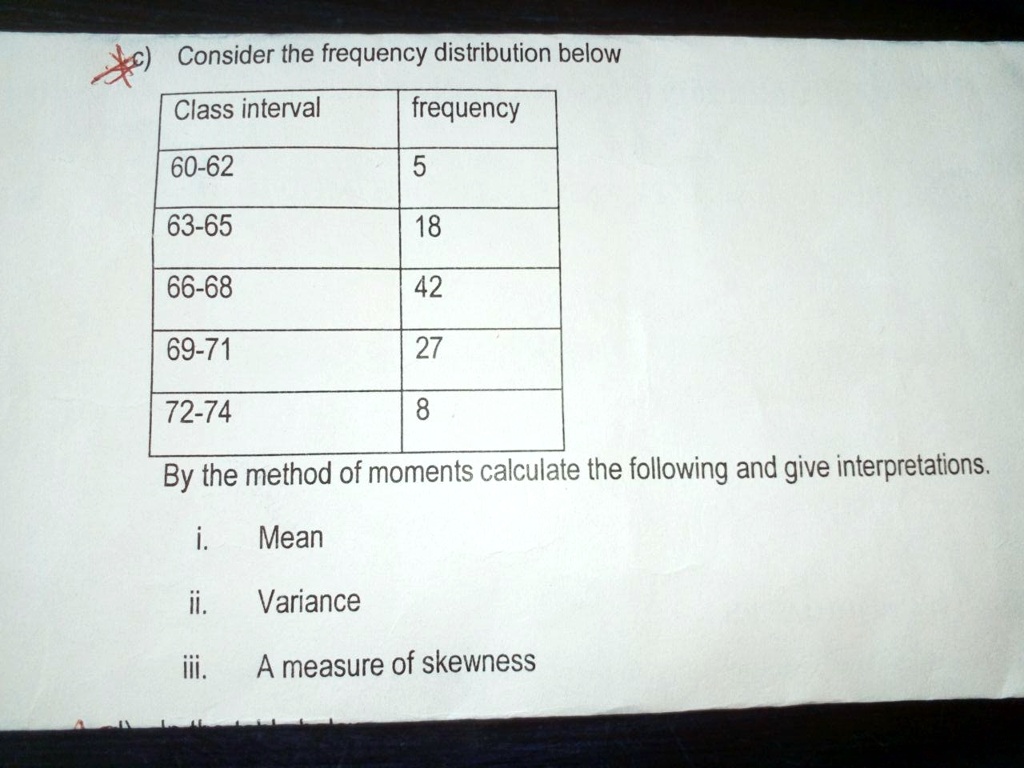 Consider the frequency distribution below Class interval frequency 60 ...