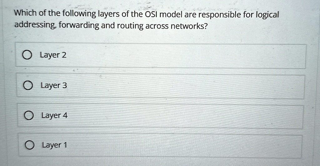 which of the following layers of the osi model are responsible for ...