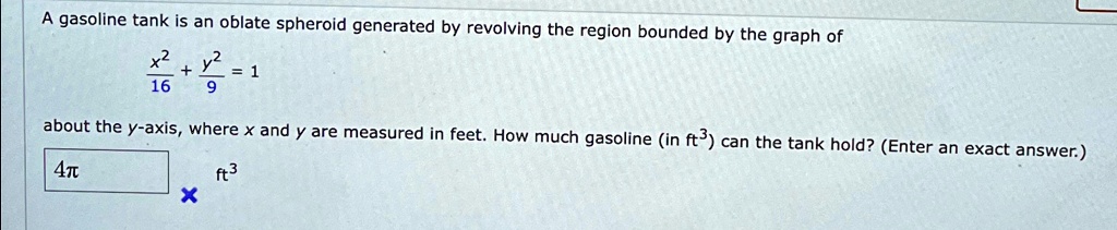 SOLVED A Gasoline Tank Is An Oblate Spheroid Generated By Revolving SOLVED A Gasoline Tank Is An Oblate Spheroid Generated By Revolving
