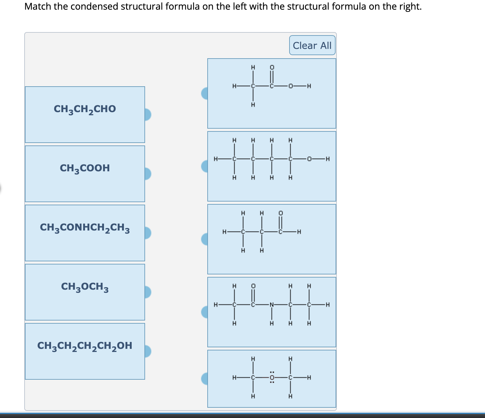 SOLVED: Match the condensed structural formula on the left with the ...