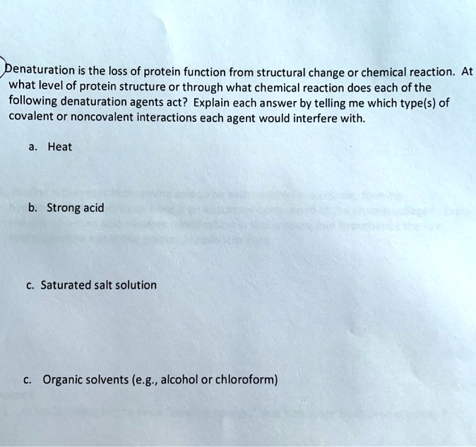 SOLVED Penaturation is the loss of protein function from structural