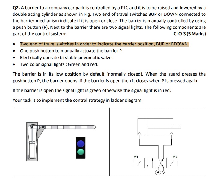 Q2. A barrier to a company car park is controlled by a PLC and it is to ...