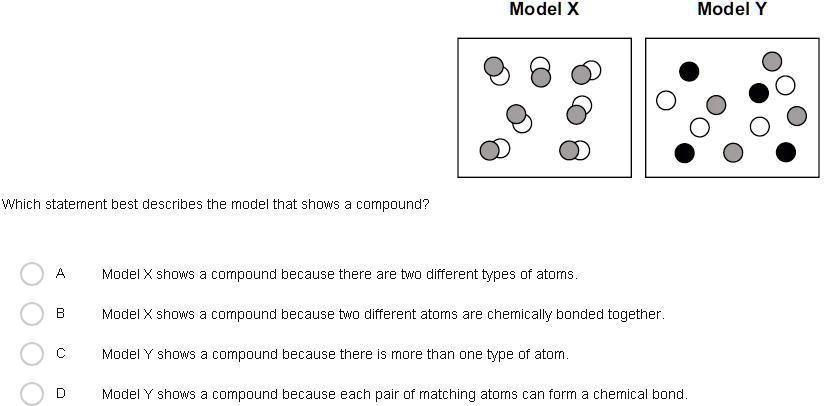 Solved: 'which Statement Best Describes The Model That Shows A Compound 