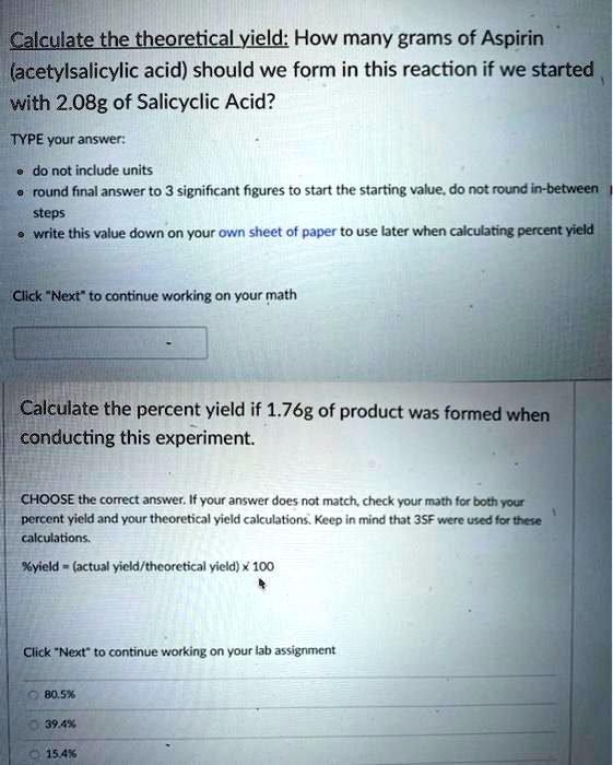 Solved Calculate The Theoretical Yield How Many Grams Of Aspirin Acetylsalicylic Acid Should 6157