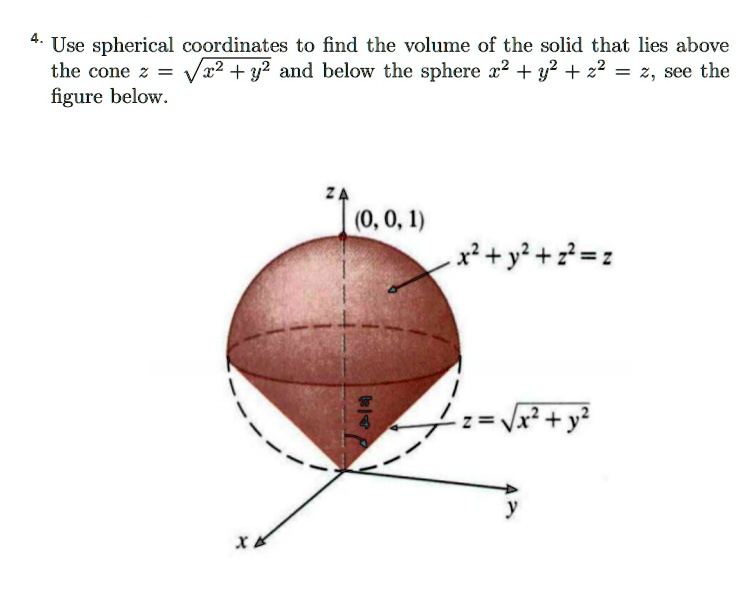 Solved Use Spherical Coordinates To Find The Volume Of The Solid That Lies Above The Cone Z2 2292