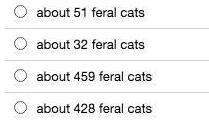 about 51 feral cats
about 32 feral cats
about 459 feral cats
about 428 feral cats
