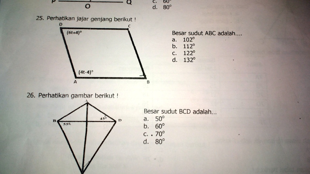 SOLVED: 1.besar sudut ABC adalah...2.besar sudut BCD adalah... OU 809 ...