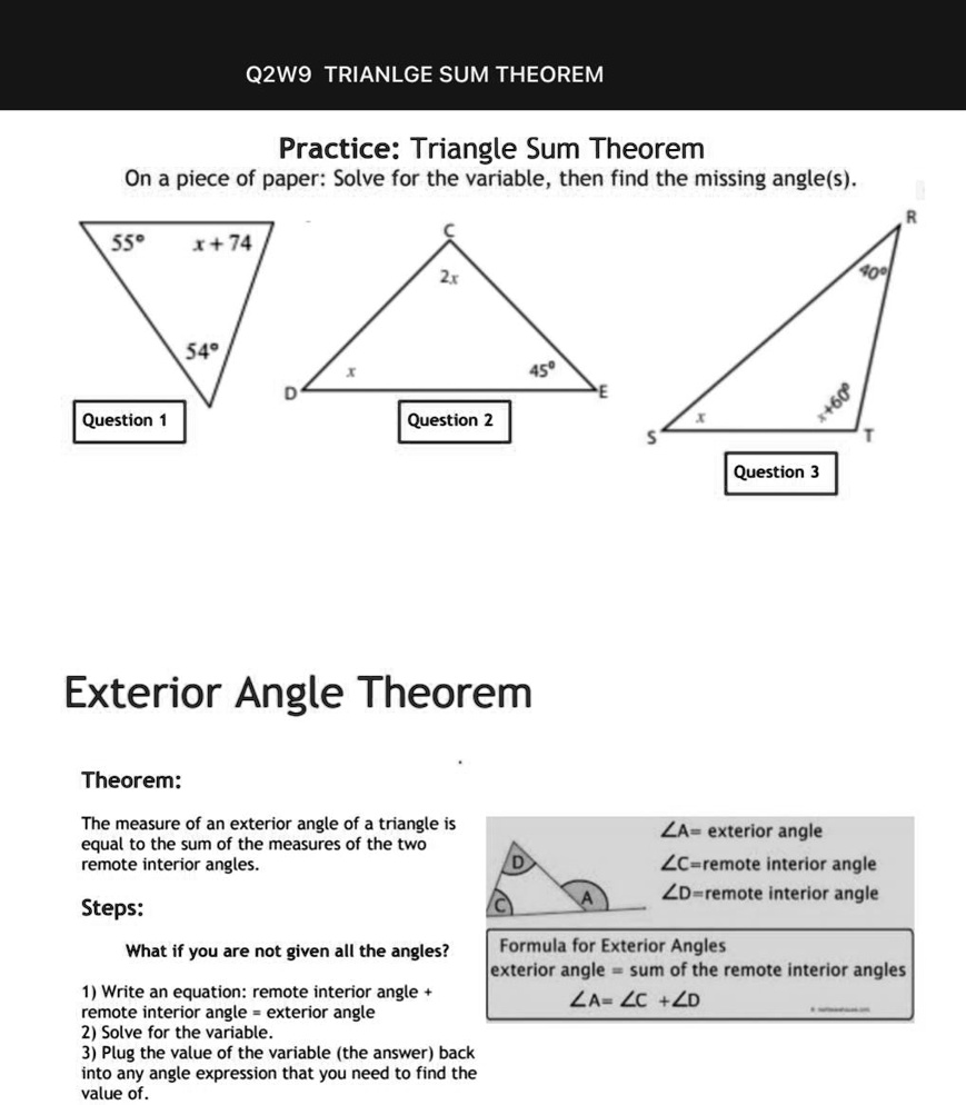 Class notes The sum of the Interior and exterior angles of polygons