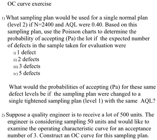 SOLVED: What sampling plan would be used for a single normal plan ...