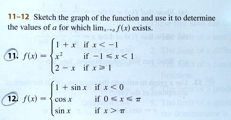 11. f(x) =  1 + x if x < -1
x^2 if -1 6le x < 1
2 - x if x 6ge 1

12. f(x) =  1 + sin x if x < 0
cos x if 0 6le x 6le c0
sin x if x > c0
