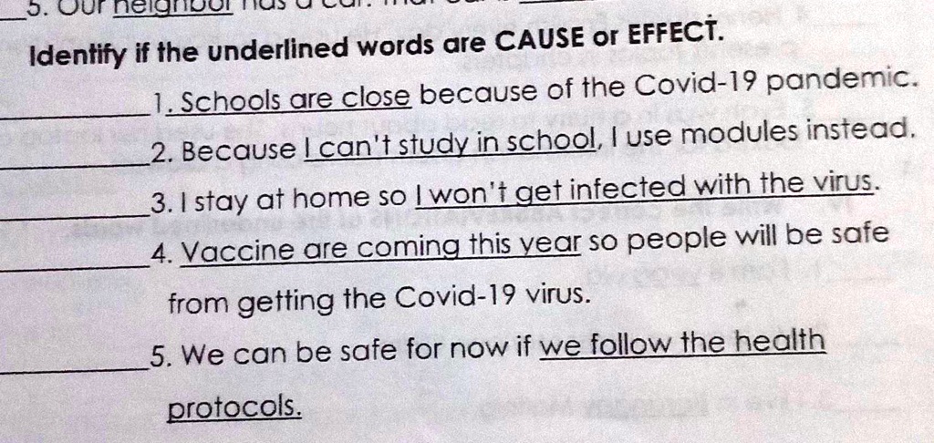 SOLVED: Identify if the underlined words are CAUSE or EFFECT. Grade 3 ...