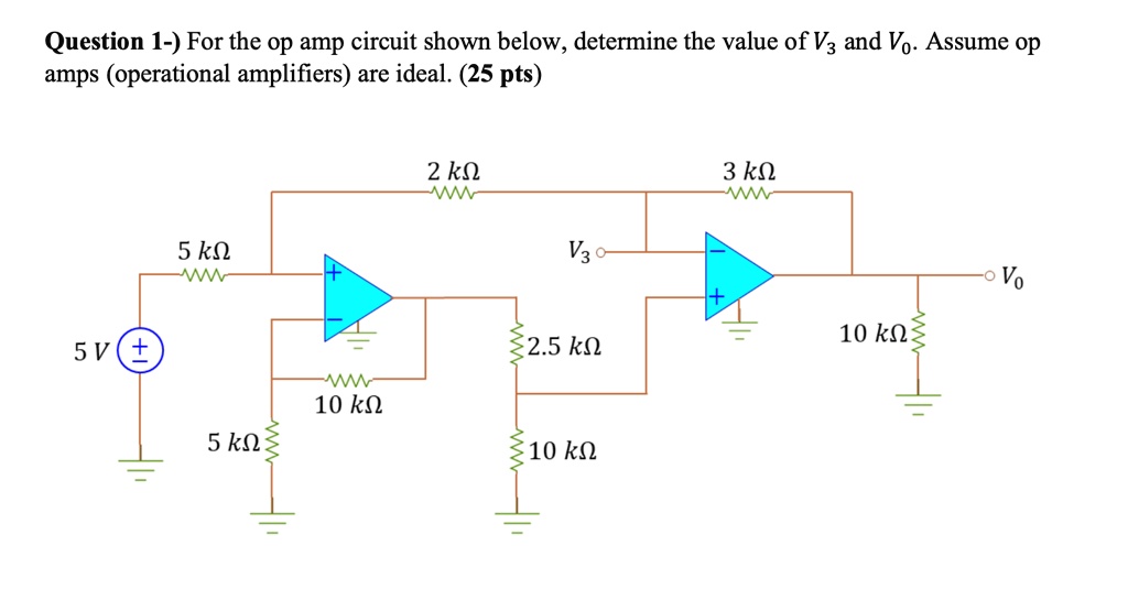 SOLVED: Question 1-) For the op amp circuit shown below, determine the ...