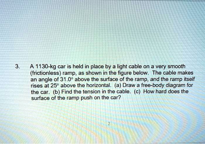 solved-a-1130-kg-car-is-held-in-place-by-a-light-cable-on-a-very