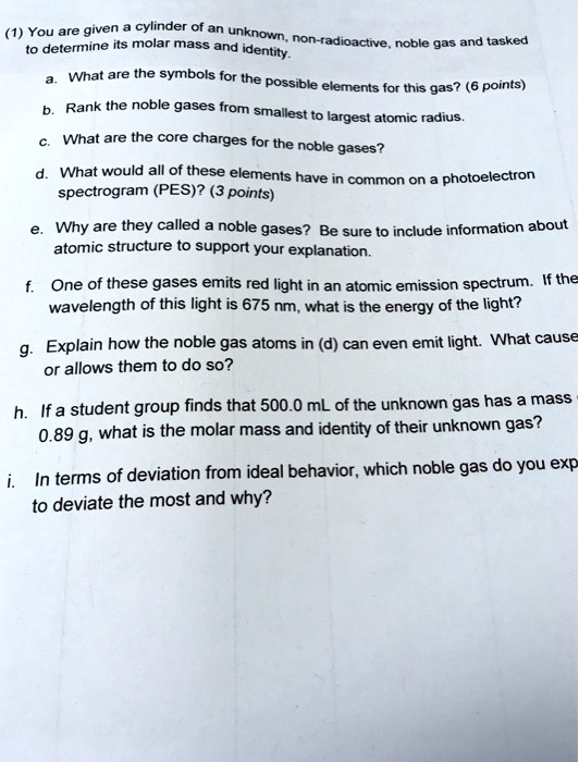SOLVED You are given cylinder of an unknown. determine its molar mass