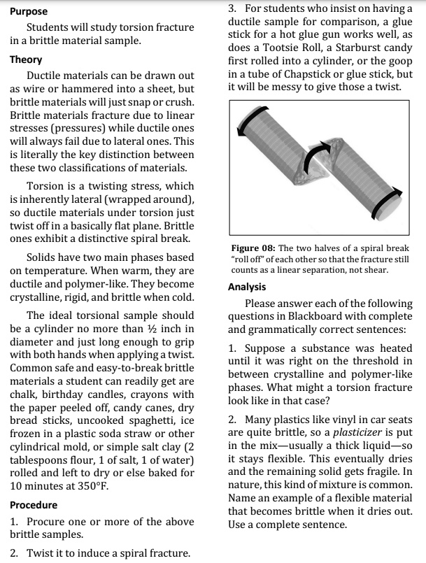SOLVED Texts Purpose Students will study torsion fracture in a