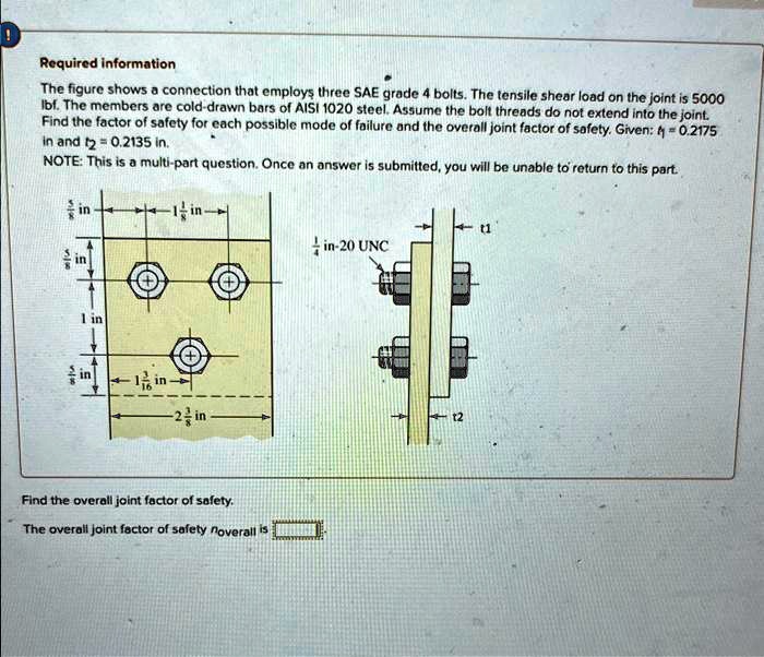 SOLVED Required information The figure shows a connection that employs three SAE grade 4 bolts