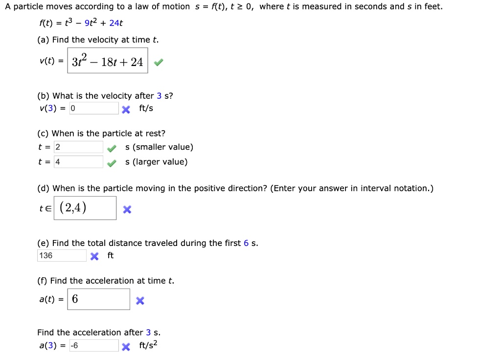 SOLVED: particle moves according to a law of motion 5 = f(t) , t 2 0 ...