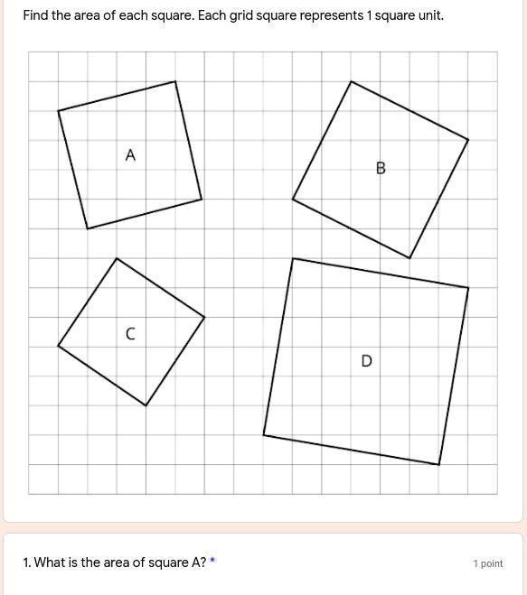 help please find the area of each square each grid square represents ...