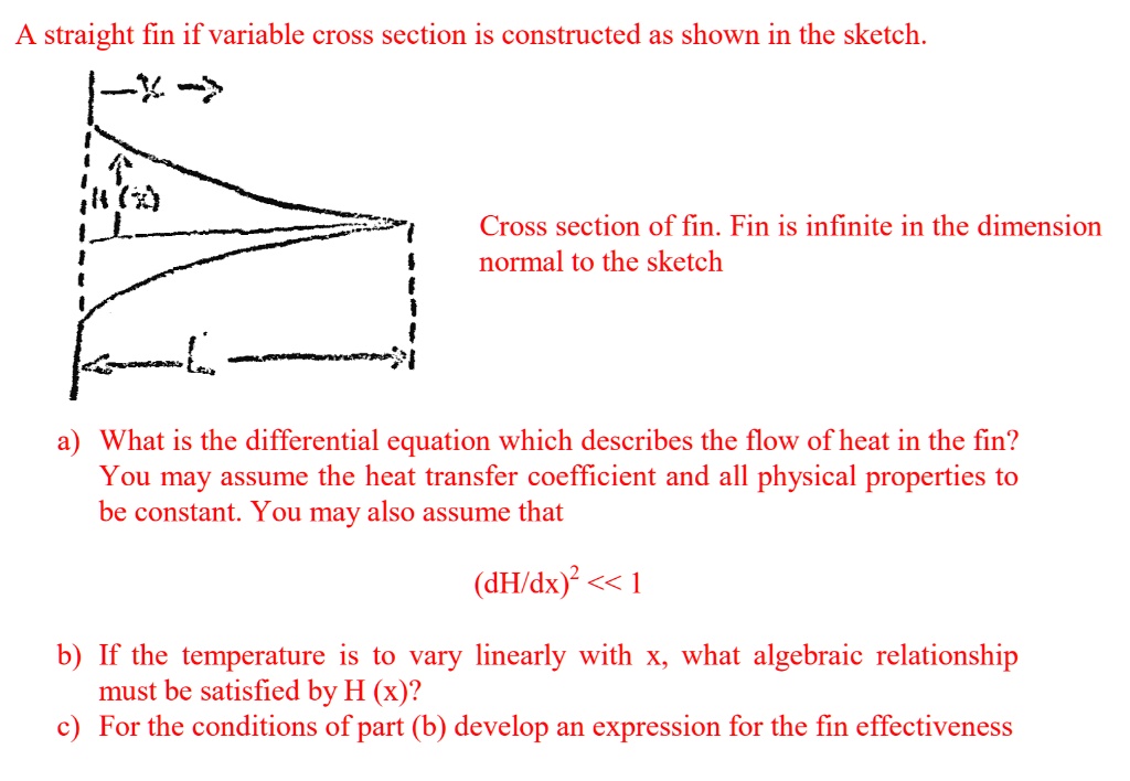 Vari Set Fin A straight fin if variable cross section is constructed as shown in the ...