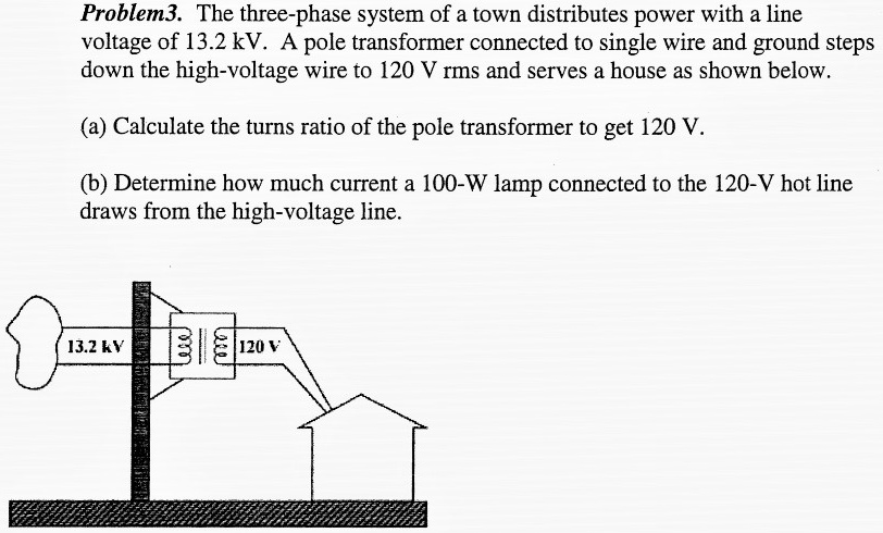 SOLVED: Problem 3: The three-phase system of a town distributes power ...