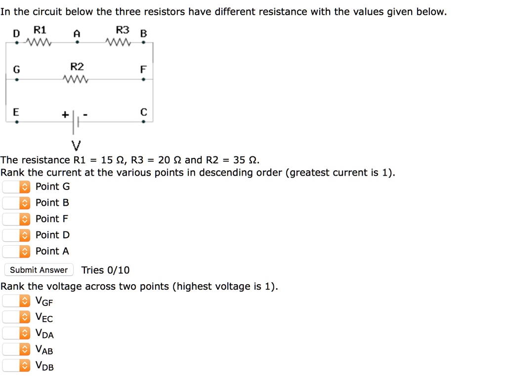 SOLVED In the circuit below the three resistors have different