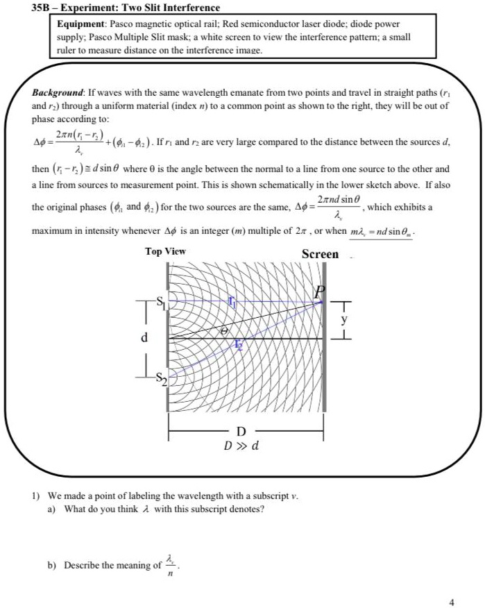 VIDEO solution 35BExperiment Two Slit Interference Equipment Pasco optical rail
