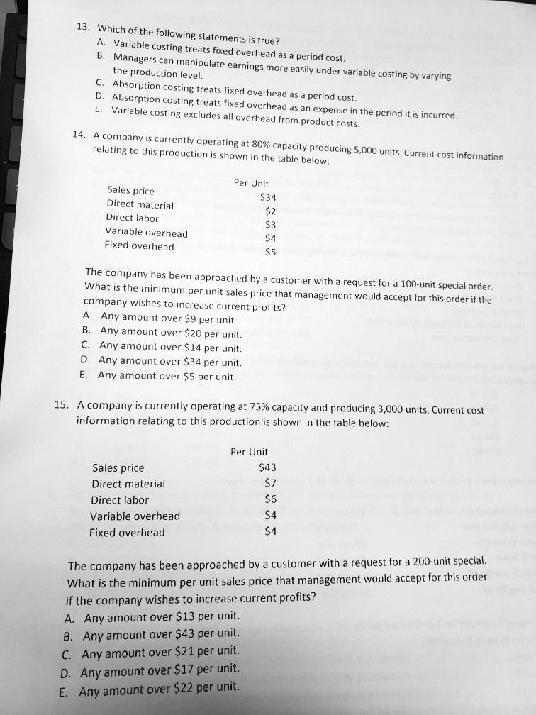 SOLVED 13. Which of the following statements is true? A. Variable