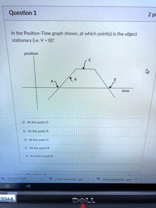 SOLVED: In the Position-Time graph shown, at which point(s) is the ...