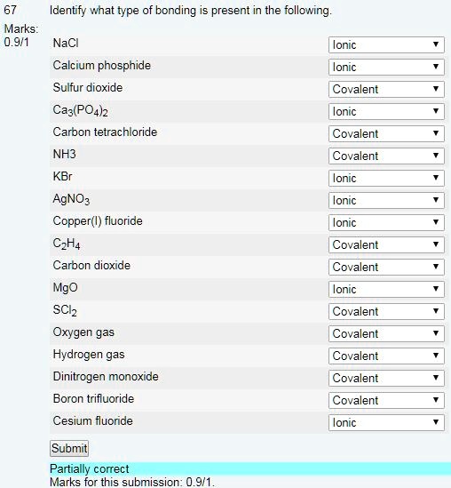 SOLVEDIdentify wnat type of bonding present in the following_ Marks_ 0