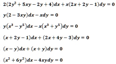 Solved 2 2y7 Sxy 2y 4 Dx X Ex 2y I Dy Y 2 3xy Dx Xdy 0 Y X Ys Dx X X Ys Dy 0 X 2y I Dx 2x Y 3 Dy 0 X Y Dx