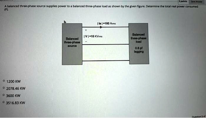 SOLVED: A balanced three-phase source supplies power to a balanced ...