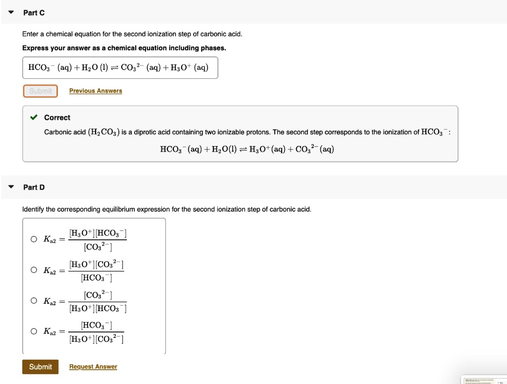 SOLVED Part C Enter the chemical equation for the second ionization