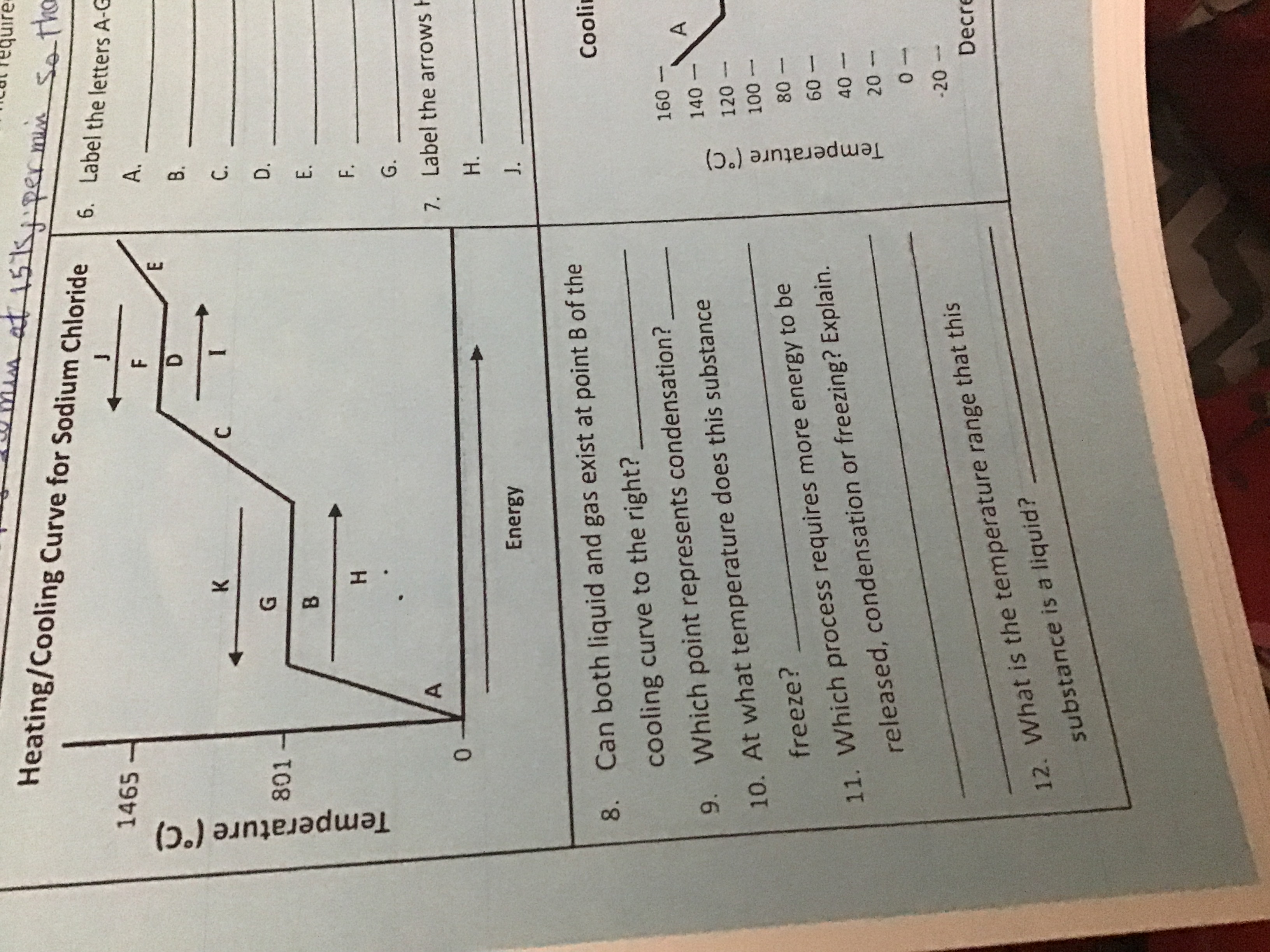 SOLVED Heating/Cooling Curve for Sodium Chloride 6. Label the letters