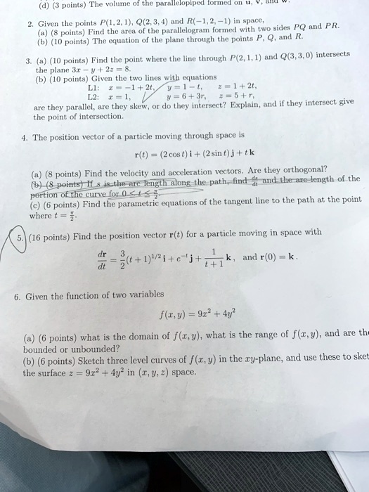 Solved Polts The Volue Tic Paralelopiper Oro Gwven Thc Pollts P L 21 Q 4 Wnd R 1 2 L In Spacc Poi Find The Urea Of The Parallelogram Formed With Lwo Sides Pq And Pr Points